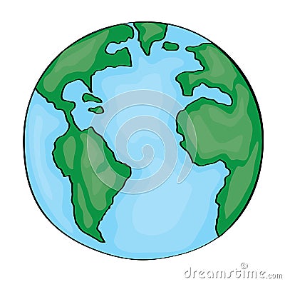 Hand drawn cute cartoon earth america Vector Illustration