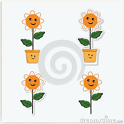 Cute Flower Cartoon Illustration Sticker Vector HD Vector Cartoon Illustration