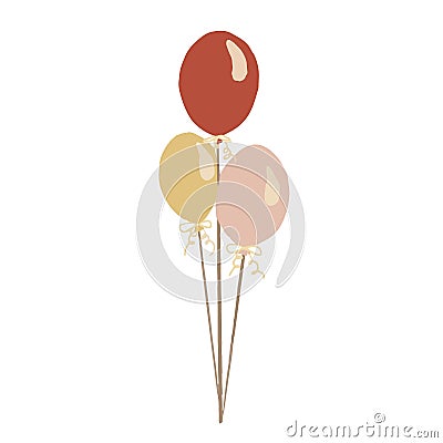 Hand drawn cute isolated clip art illustration of helium balloons Vector Illustration