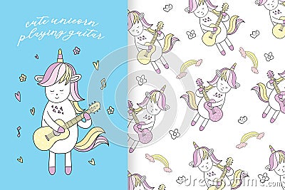 Hand drawn cute unicorn pattern Stock Photo