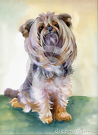Hand drawn cute yorkshire terrier dog Vector Illustration