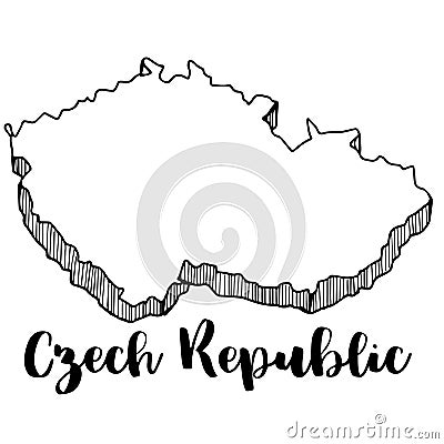 Hand drawn of Czech Republic map, illustration Stock Photo