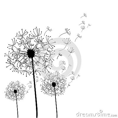 Hand drawn dandelion isolated Vector Illustration