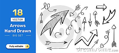 Hand drawn decorative vector arrow collection. Vector Illustration