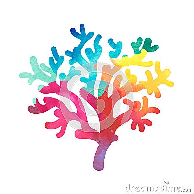 Hand drawn decorative watercolor coral Vector Illustration