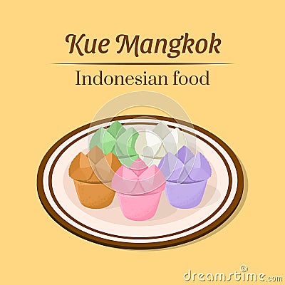 Hand drawn delicious kue mangkok traditional indonesian food snack vector design Vector Illustration