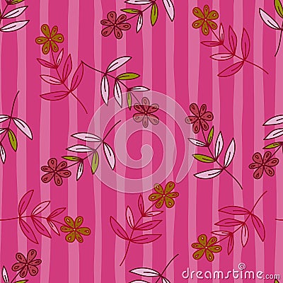 Hand drawn ditsy flower seamless pattern. Simple floral field endless wallpaper Vector Illustration