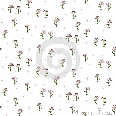 Hand drawn ditsy flowers modern pattern seamless vector texture. Vector Illustration