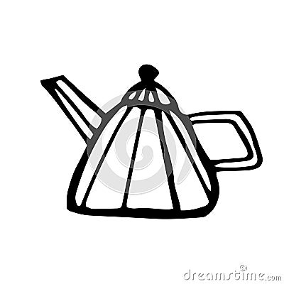 Hand drawn doodle black teapot Vector Illustration