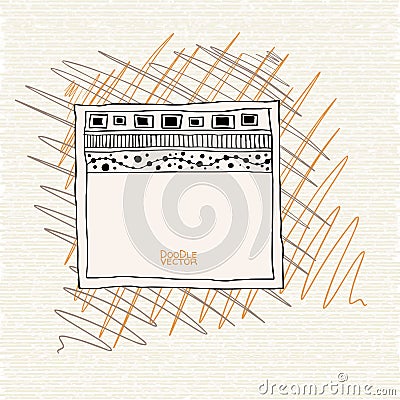 Hand Drawn Doodle Border Frame. Vector Illustration