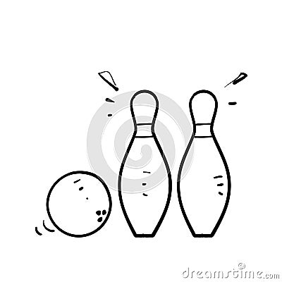 Hand drawn doodle bowling icon illustration vector isolated Vector Illustration