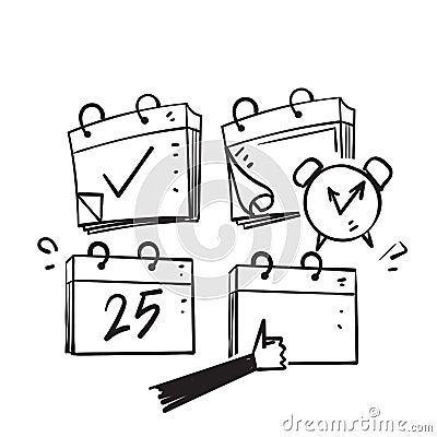 Hand drawn doodle calendar time reminder illustration vector isolated Vector Illustration