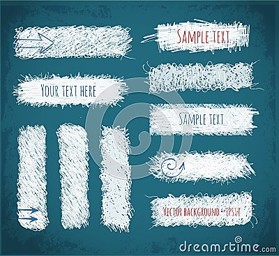 Hand-drawn doodle chalk banners on blackboard Vector Illustration