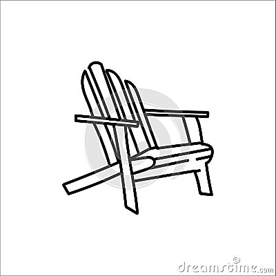 Hand drawn doodle Deck chair Line icon. Simple outdoor black outine element Vector Illustration