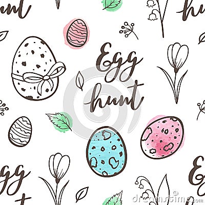 Easter seamless pattern with eggs Vector Illustration