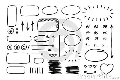 Hand drawn doodle elements for planners, banners, infographics, etc Stock Photo