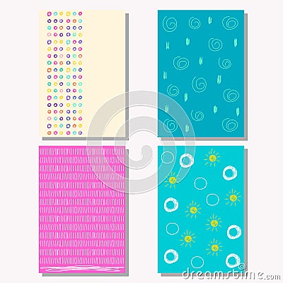 Hand drawn doodle elements seamless patterns set. Vector Illustration