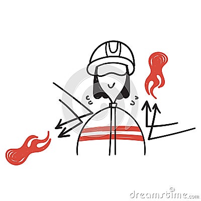 hand drawn doodle fireproof clothing illustration Vector Illustration