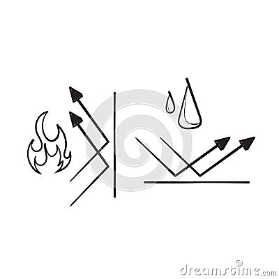 Hand drawn doodle fireproof and waterproof element symbol illustration vector Vector Illustration