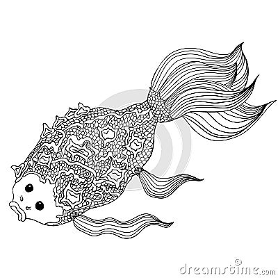 Hand drawn doodle fish. Lines editable Vector Illustration