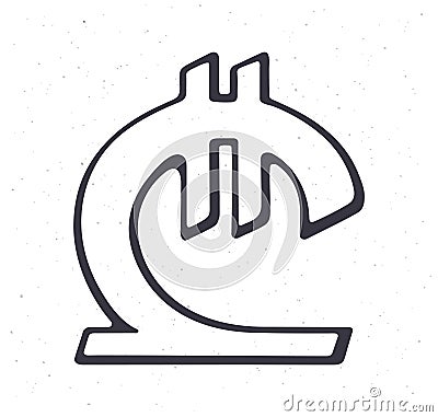 Hand drawn doodle of Georgian lari sign. Outline vector illustration. The symbol of world currencies. Vector Illustration