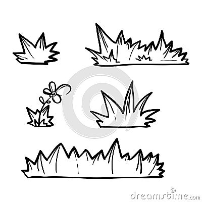 Hand drawn doodle grass bush illustration vector Vector Illustration