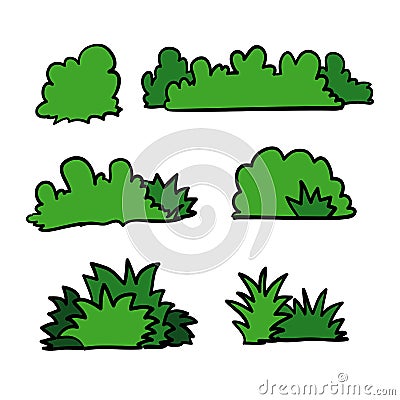 Hand drawn doodle grass bush illustration vector Vector Illustration
