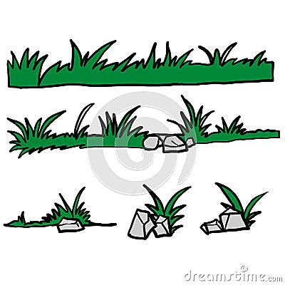 Hand drawn doodle grass illustration with cartoon style vector Vector Illustration