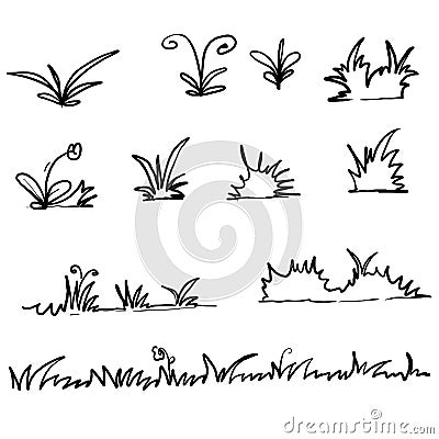 Hand drawn doodle grass illustration vector Vector Illustration