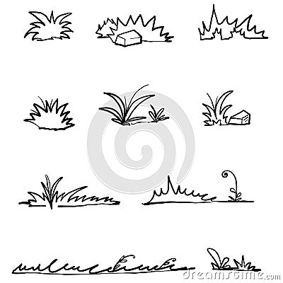 Hand drawn doodle grass illustration vector Vector Illustration