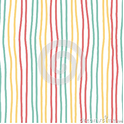 Hand drawn horizontal stripe pattern vintage soft pastel colour seamless Vector Illustration