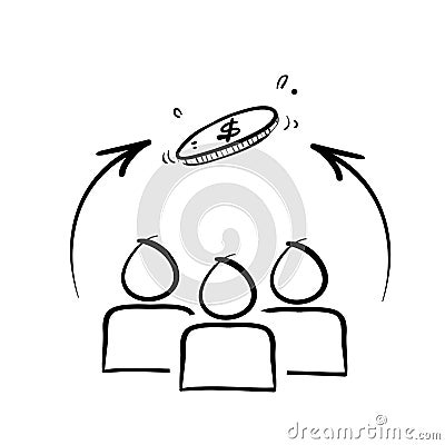 Hand drawn doodle icon public finance management illustration vector Vector Illustration