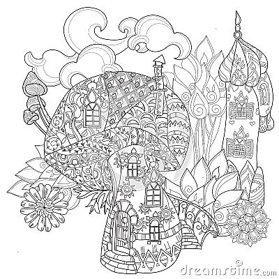 Hand drawn doodle outline magic mushrooms Vector Illustration