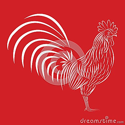 Hand drawn doodle outline rooster illustration. Hand drawn Vector Illustration