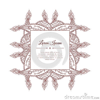 Hand drawn doodle paisley frame. Vector Illustration