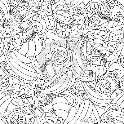 Hand drawn doodle pattern in vector. Zentangle background. Seamless abstract texture. Ethnic doodle design with henna ornament. Vector Illustration