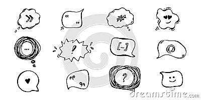 Hand drawn doodle quotes boxes, speech bubbles, sketch vector frames. Vector illustration Vector Illustration