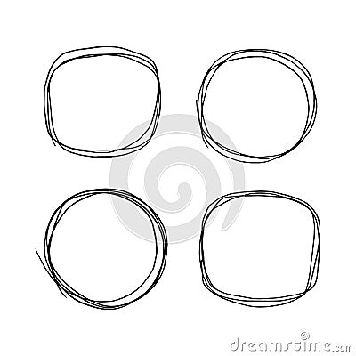 Hand drawn doodle scetch. Circle vector round scribble line set. Circles Frame for message Vector Illustration