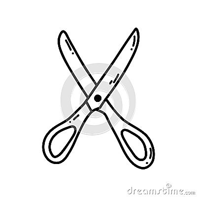 Hand drawn doodle scissors icon. Vector sketch illustration of black outline school supplies, office stationery for Vector Illustration