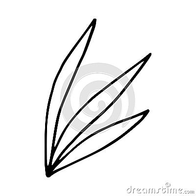 Hand drawn doodle of tree leave. Simple thick black line Cartoon Illustration