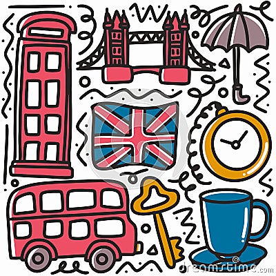 hand drawn doodle united kingdom holiday Vector Illustration