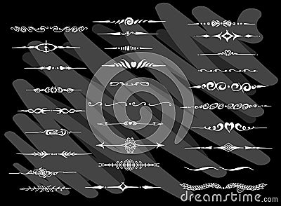 Hand drawn doodle vector line Divider icon set on Chalkboard eps10 Stock Photo