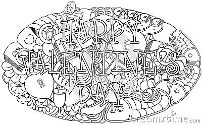 Hand drawn doodles happy valentines day with elements background Vector Illustration