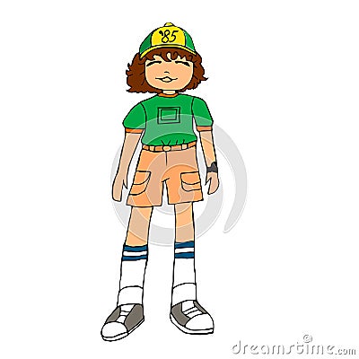 Hand drawn Dustin Stranger things character. Stock vector illustration Vector Illustration