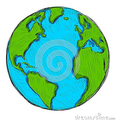Hand drawn earth icon on white. Vector illustration Vector Illustration