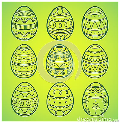 Hand drawn easter eggs set Vector Illustration