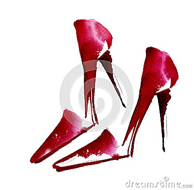 Hand drawn elegant expensive shoes illustration. Cartoon Illustration