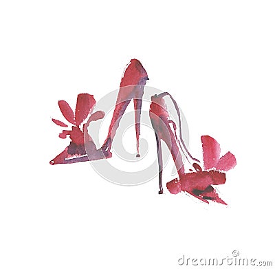 Hand drawn elegant expensive shoes illustration. Cartoon Illustration