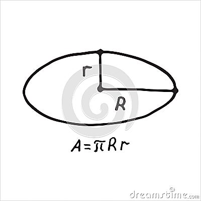 Hand drawn ellipse Area. Sketch for education, icon Vector Illustration