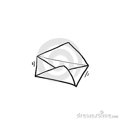 Hand drawn Email icon. Envelope Mail services. Contacts message send letter isolated doodle Vector Illustration